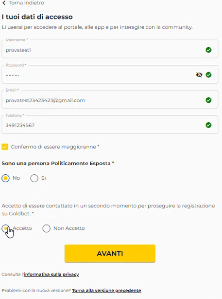 Registrazione classica su Lottomatica
