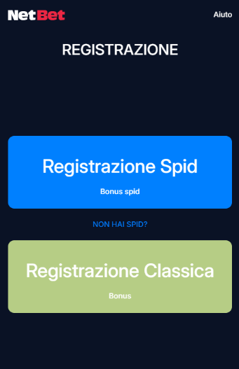 Registrazione a NetBet