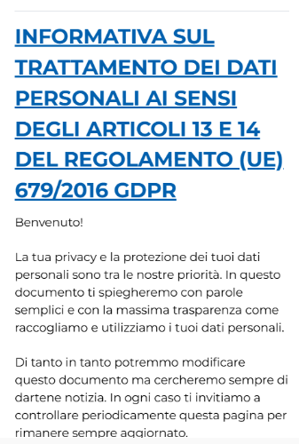 Registrazione a GoldBet
Informativa sul trattamento dei dati personali