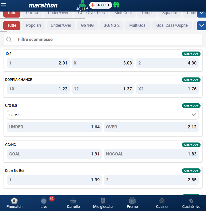 Codice bonus MarathonBet