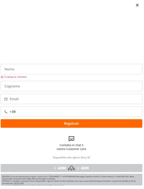 Registrazione a Betsson