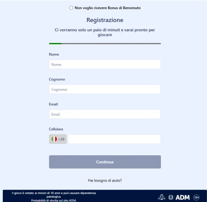 Registrazione a William Hill