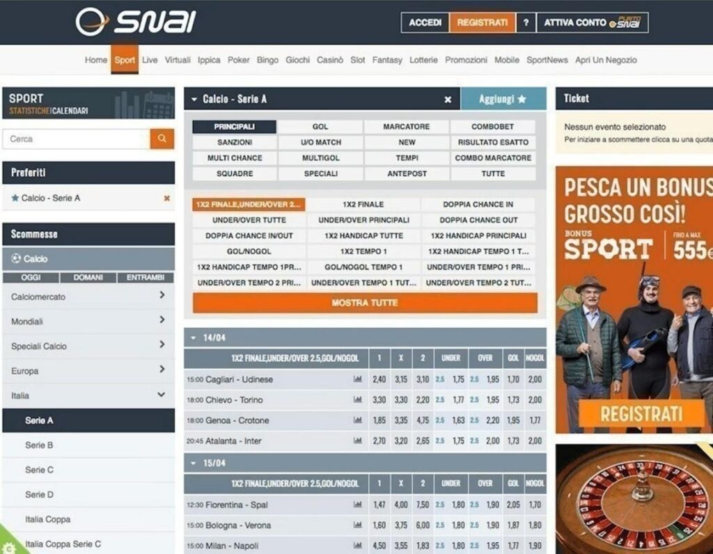 Bonus senza deposito SNAI