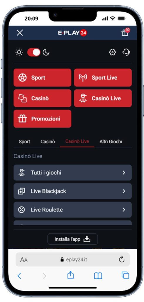 eplay24 funzionalità