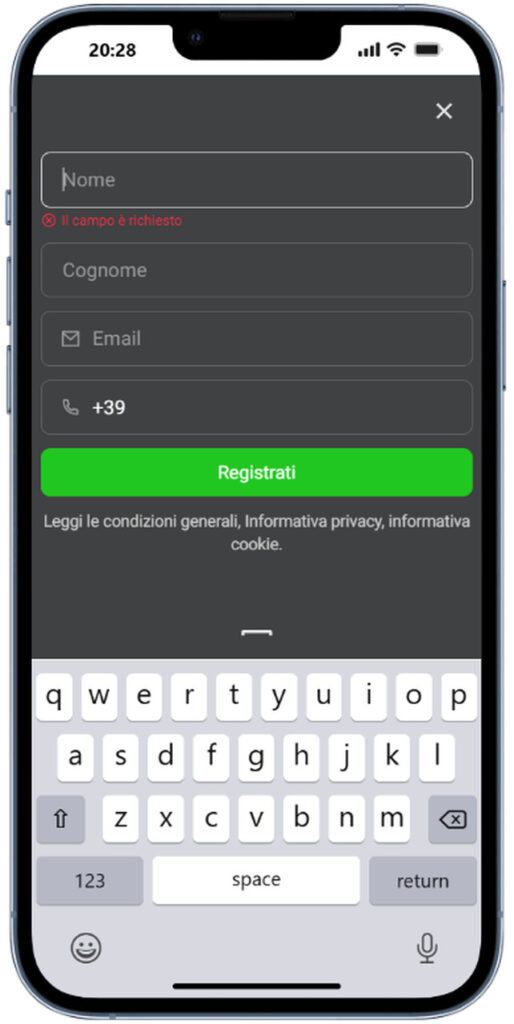 Registrazione su Betwin360 tramite app