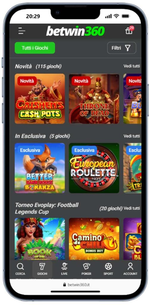 betwin360 Il casinò e le slot