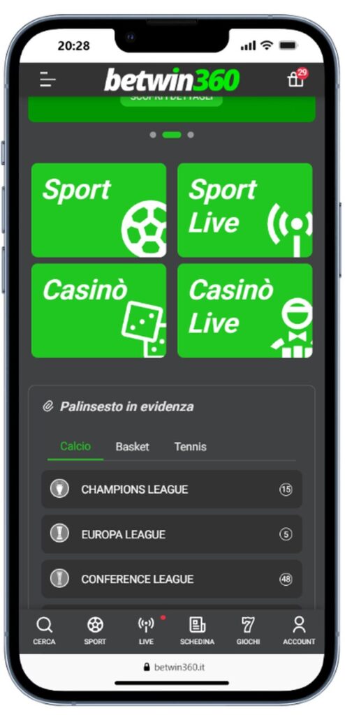 betwin360 Il live streaming