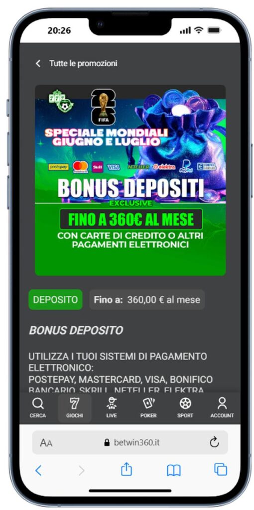 betwin360 bonus depositi