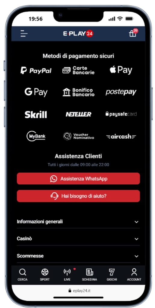 eplay24 metodi di pagamento