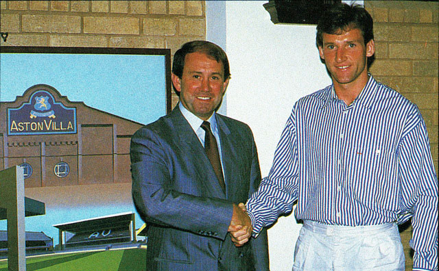 Dave Watson signs at Villa Park, 1986