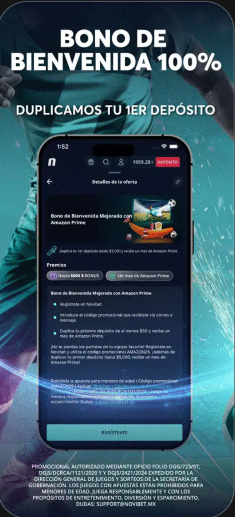 bono de bienvenida de Novibet en la app