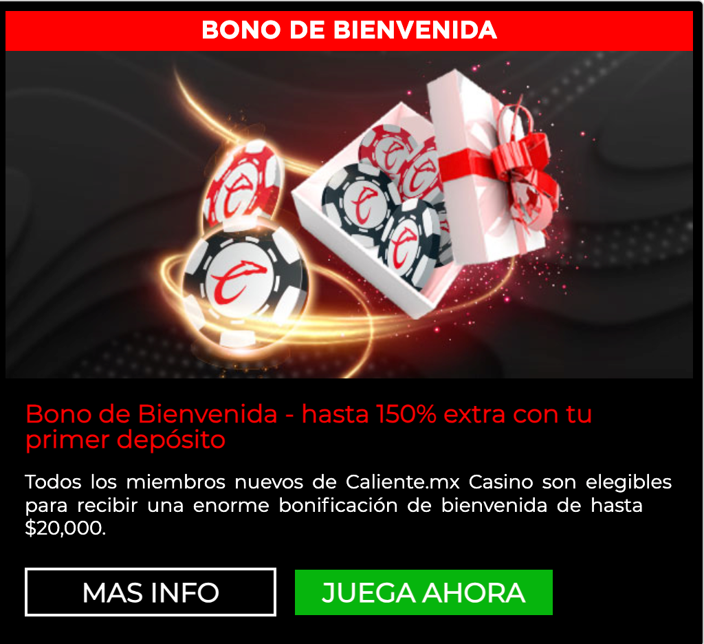 bono de bienvenida casino Caliente en M&eacute;xico