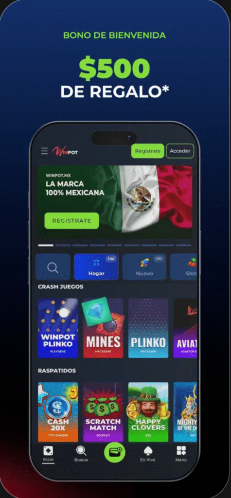 bono sin depósito Winpot app México