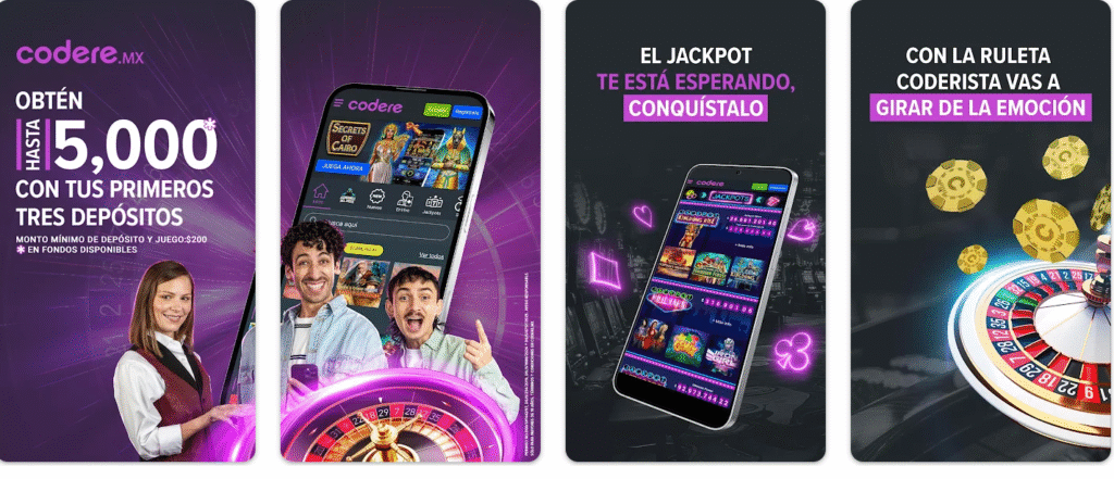 Bono de bienvenida de casino en Codere app en México