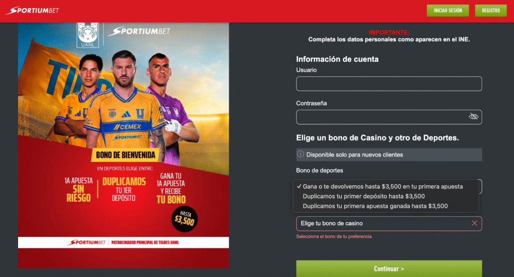 código promocional Sportium México