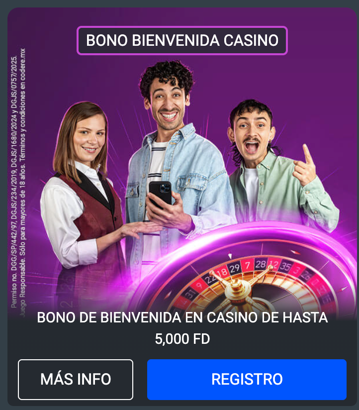 bono de bienvenida casino Codere México