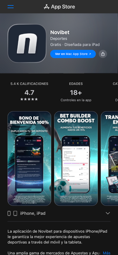 Novibet app en la App Store