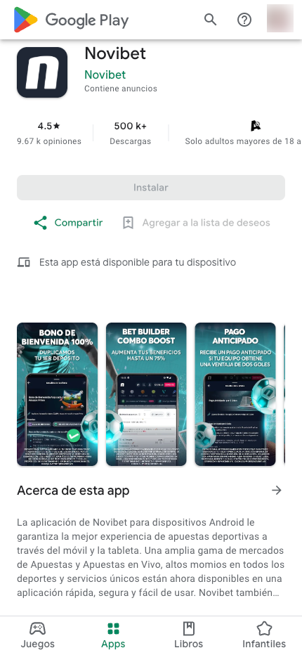 novibet app en la Play Store