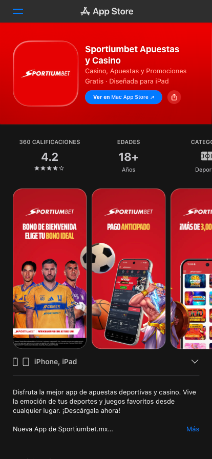 descargar la Sportiumbet app en la App Store