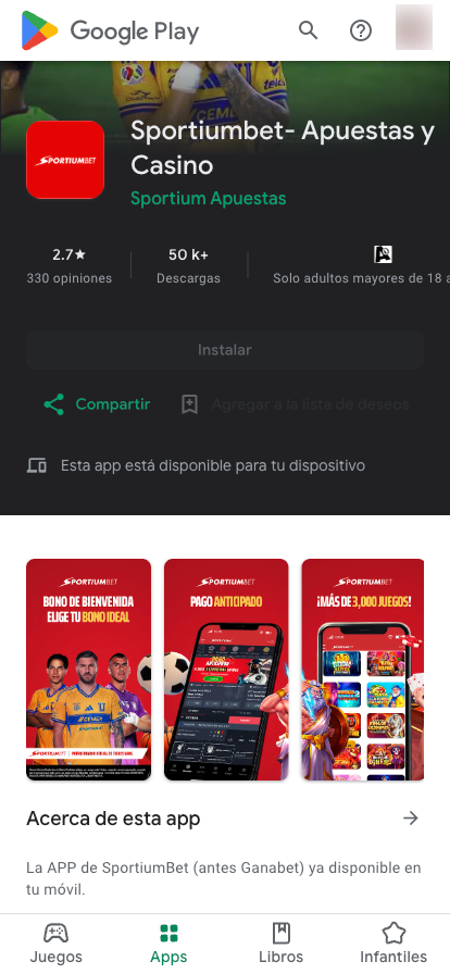 cómo descargar la Sportiumbet app en la Play Store