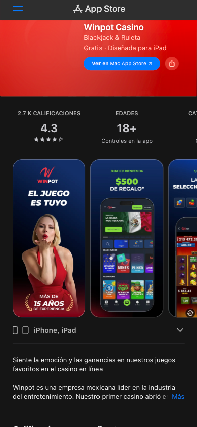 cómo descargar la Winpot app México en App Store