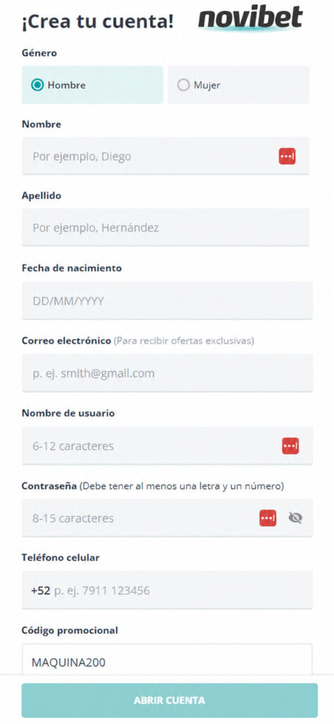 Código promocional Novibet