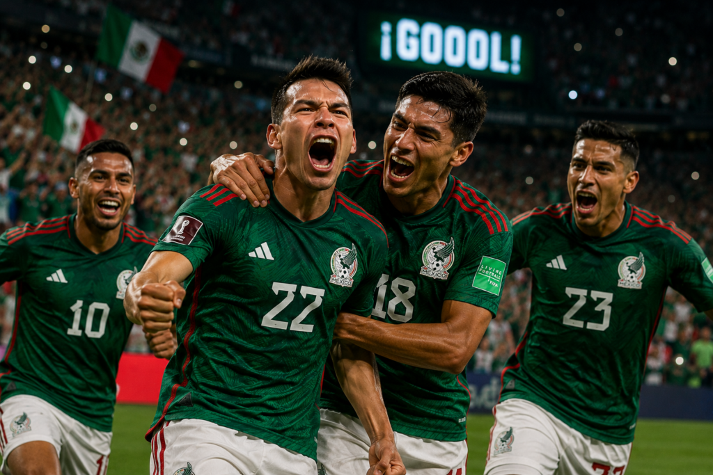 Selecci&oacute;n Mexicana celebrando un gol
