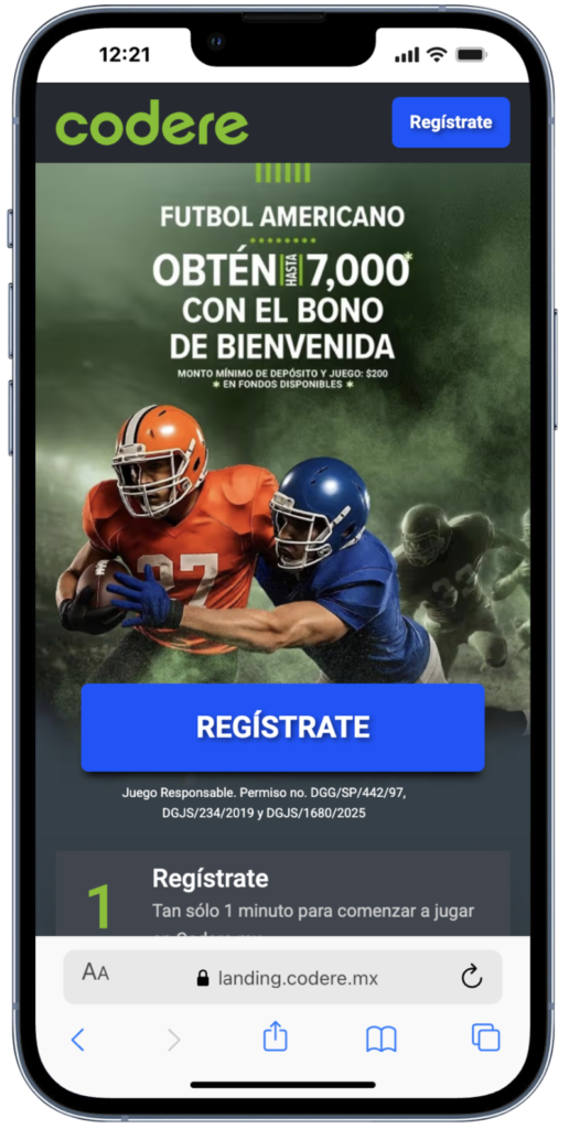 Primer paso para registrarse en Codere México