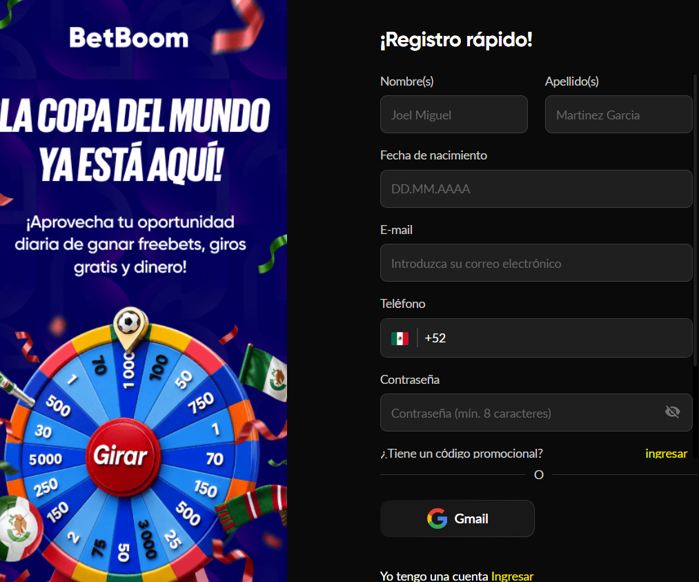 Cómo registrarse y activar el código Betboom