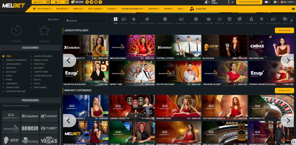 Melbet casino en vivo
