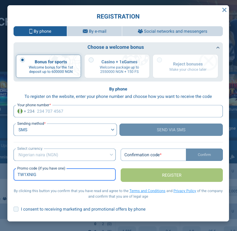 Informative Image 1xbet NG TW1XNIG registration form