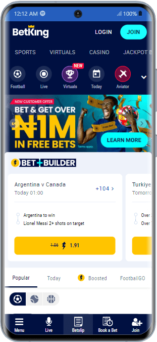 Informative image BetKing homepage
