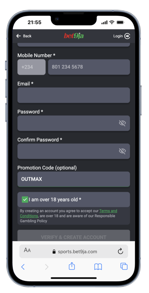 bet9ja promotion code and registration form