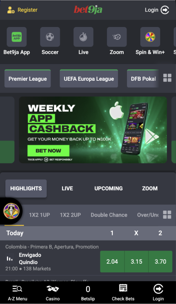bet9ja homepage screenshot