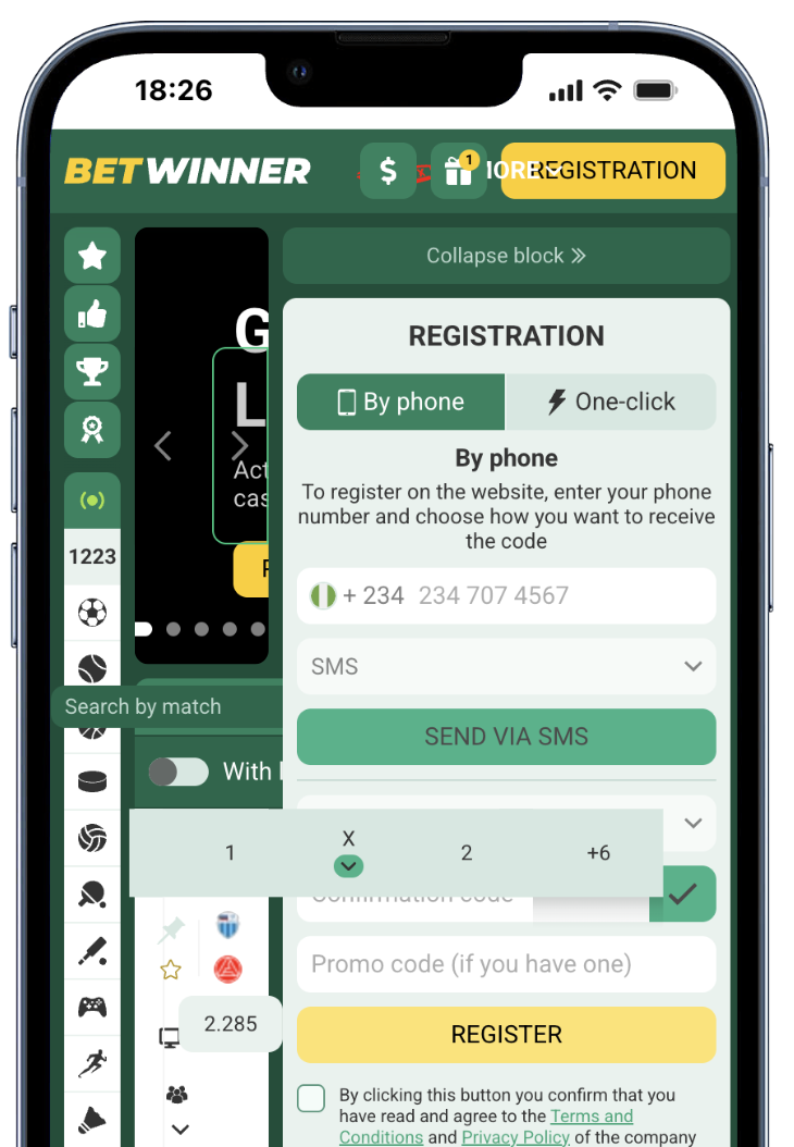 betwinner mobile homepage