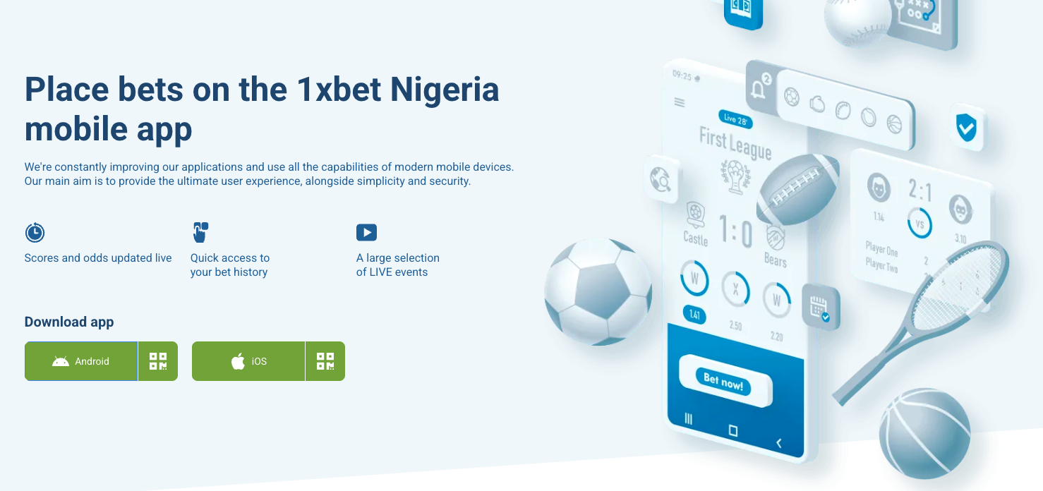 1xbet app homepage