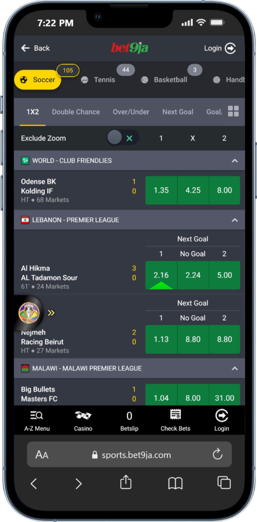 bet9ja live betting