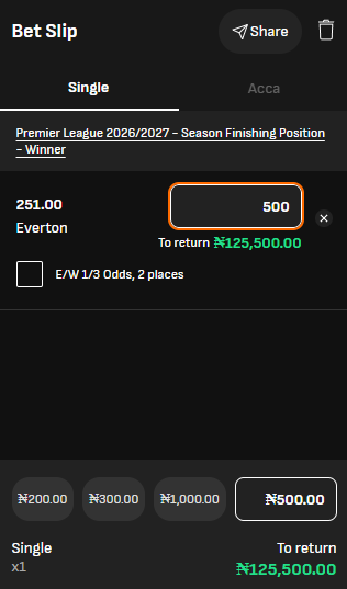 Make Outright Bets on Everton FC