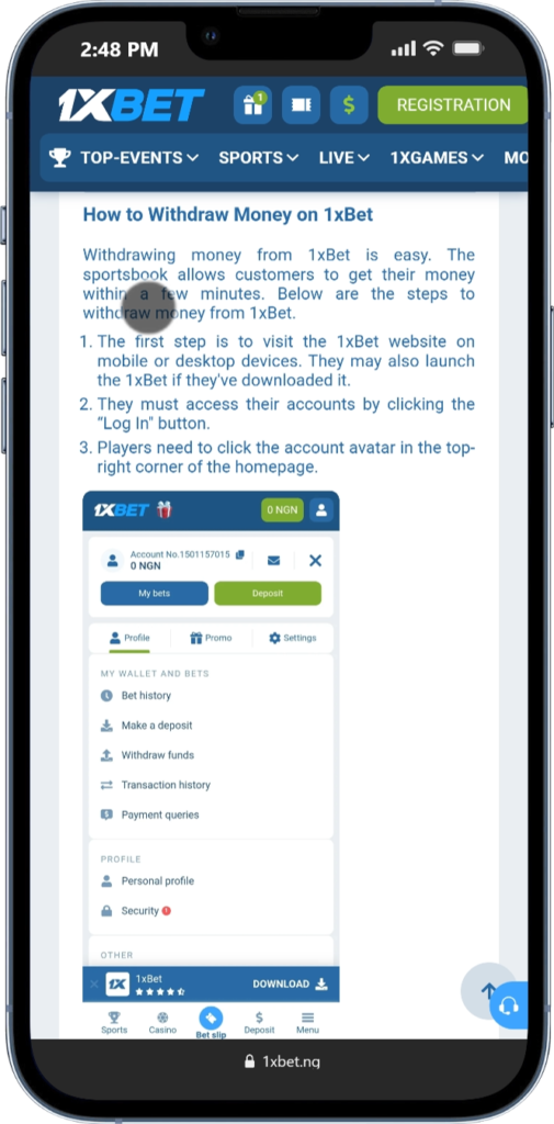 1xbet Registration and First Withdrawal