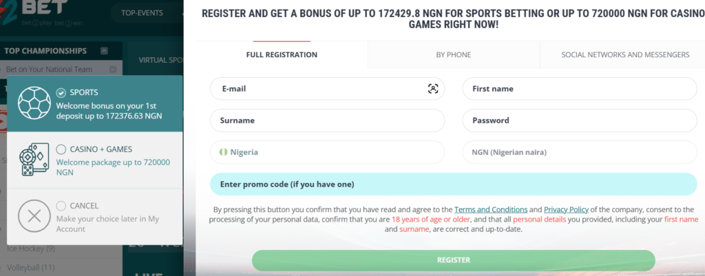 22bet Registration