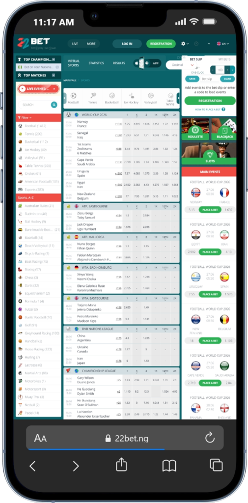 Football Betting with 22bet