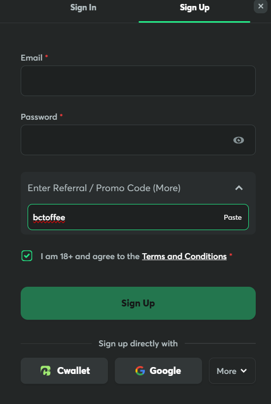 BC Game registration