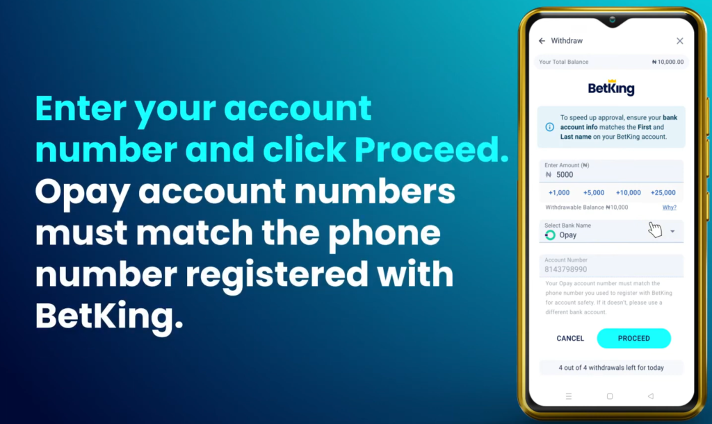 Enter your account number and click proceed