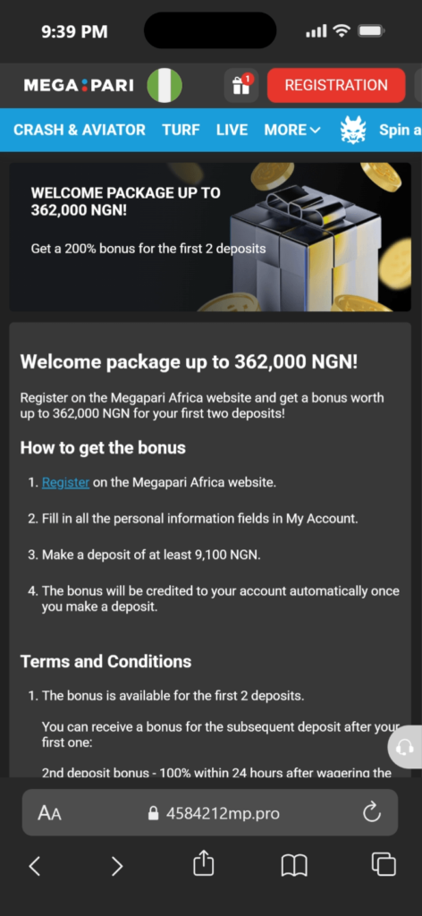 Megapari Welcome Offer Nigeria Explained
