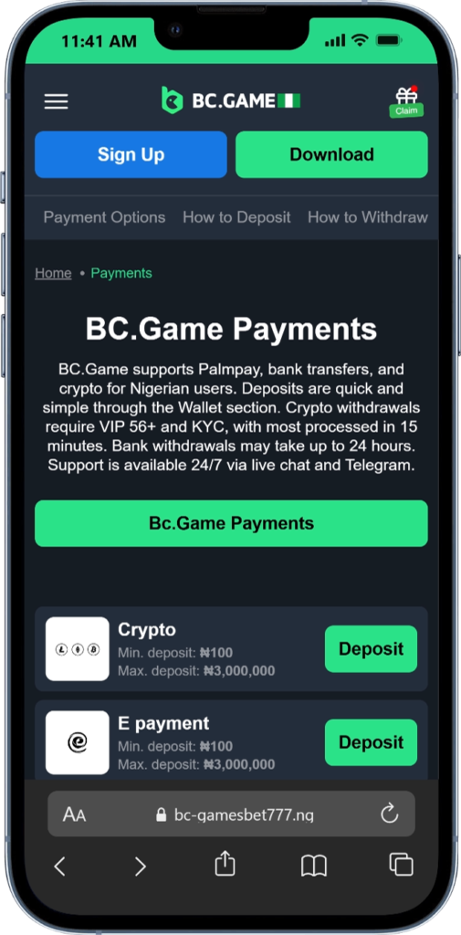 BC Game App Payment and Payout