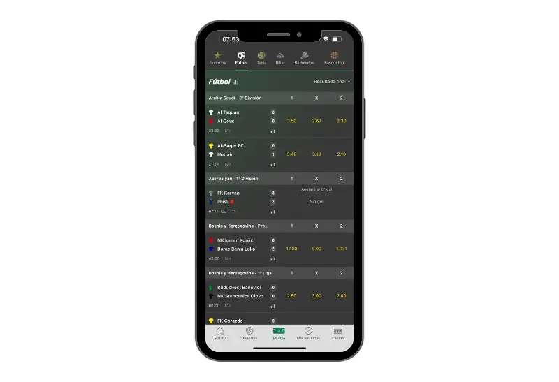 Interfaz de bet365 App
