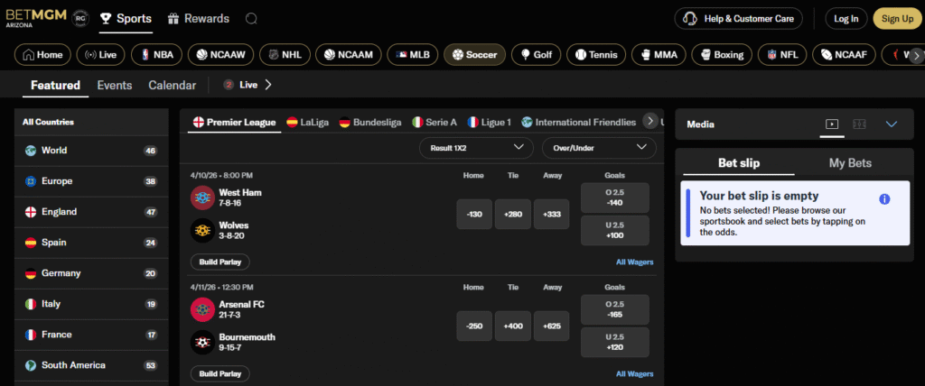 How to Bet on Soccer at BetMGM