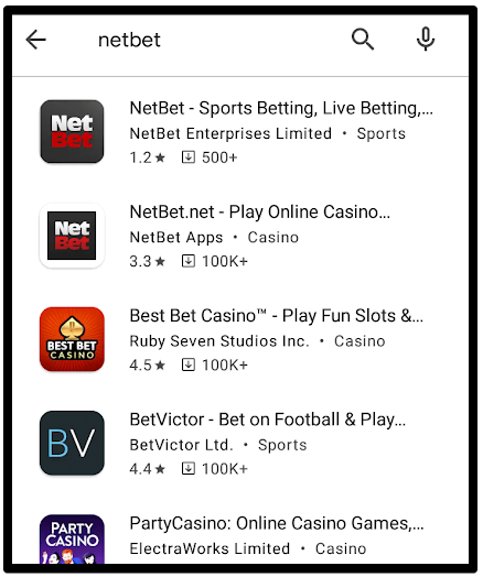 How to Download NetBet Android / APK App
Search for NetBet app on the PlayStore