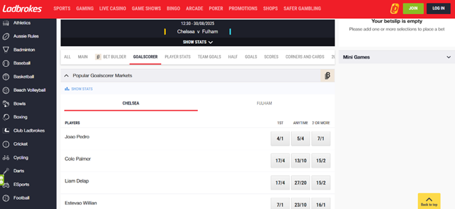 ladbrokes premier league bets page