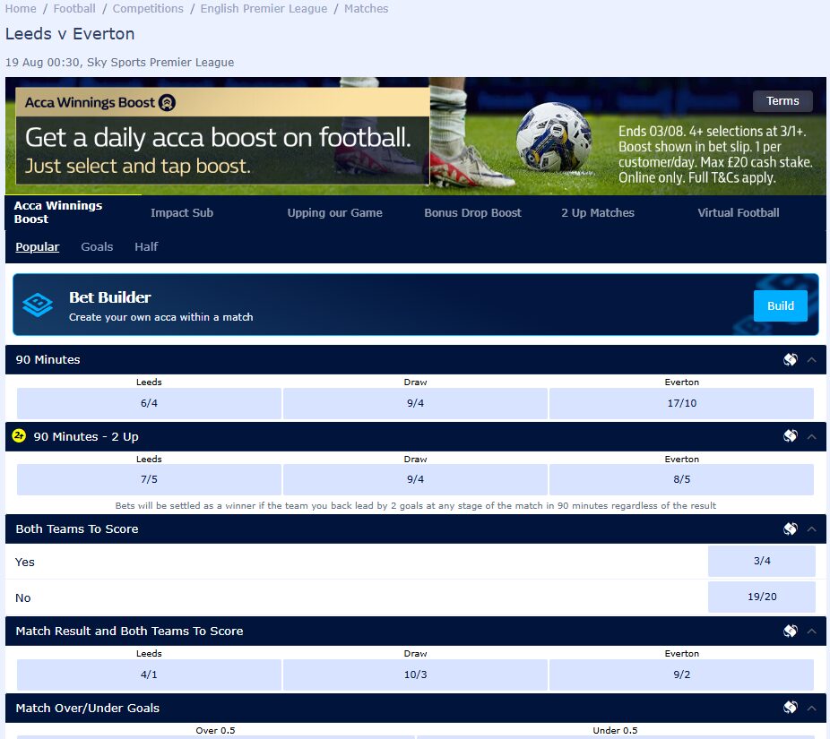 2 Up - Early Payout on Everton FC 